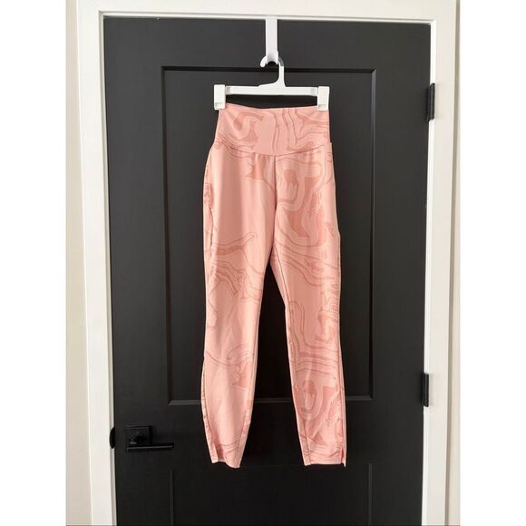 Gymshark GS Power Bottoms Light Pink Marble Print Gym Pants Joggers High Waist S - Picture 3 of 7